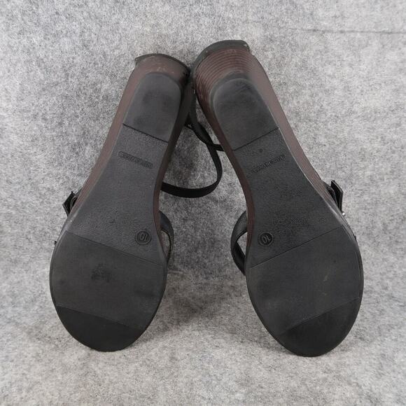 Old Navy Shoes Womens 10 Sandals Wedge Buckle Straps Black Casual Open Toe - Picture 11 of 13